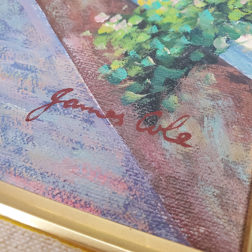 Original Acrylic Framed Art Painting James Cole Mediterranean Coastal Village - Picture 6 of 9